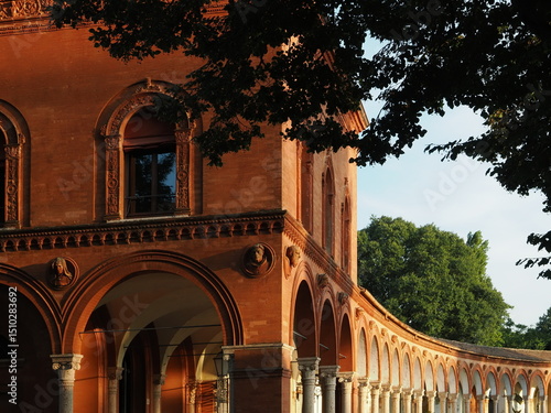 Colonnade of the Certosa monumental cemetery. Ferrara, Northern Italy.