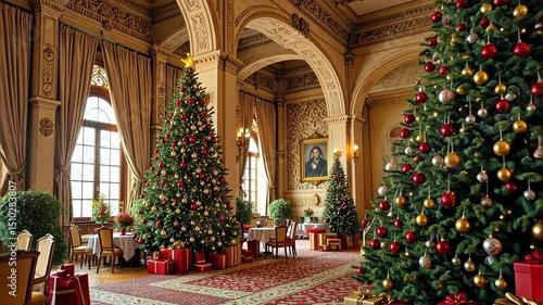 Wallpaper Mural Elegant Christmas-themed room with decorated trees and gifts   Torontodigital.ca