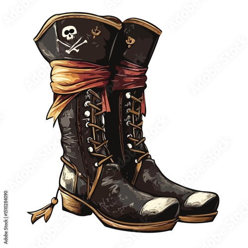 Professional Pirate Women Boot Vector Illustration for Creative Projects