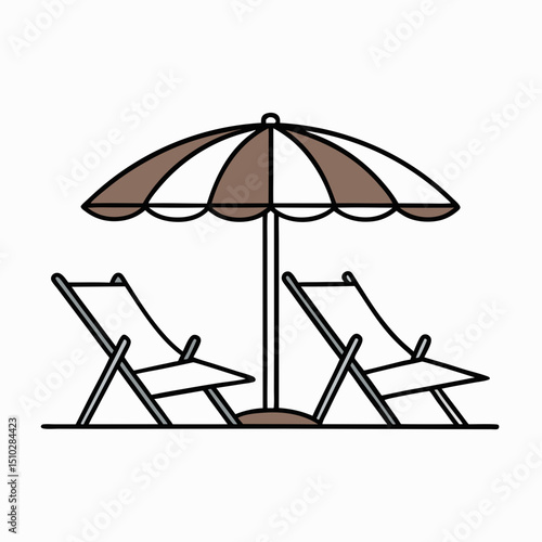 beach chairs and umbrella