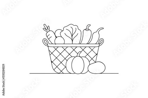 Farmers market produce continuous one line drawing minimalism design