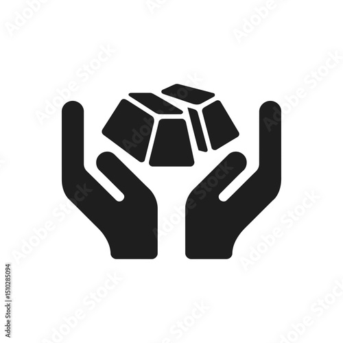 Hands holding gold icon
