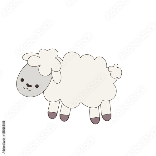 Wallpaper Mural Cute Doodle Outline Sheep Carton Character Icon. Funny Fluffy Little lamb Portrait. Decoration for Nursery or Baby Shower Party Event.  Torontodigital.ca