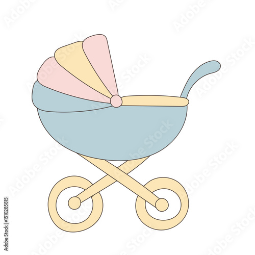 baby carriage on a white