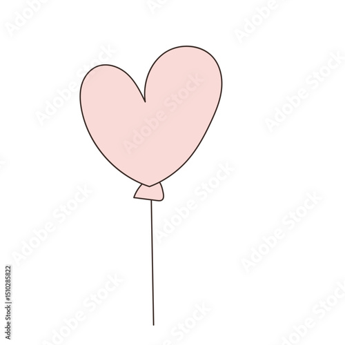 Hear Hot Air Balloon Illustration Icon