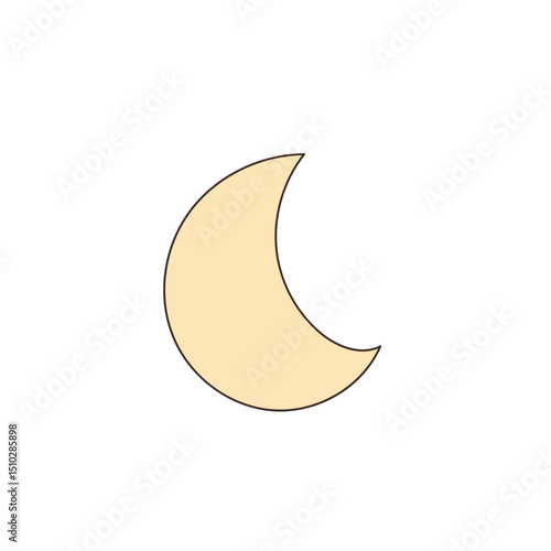 Simple Moon Icon. Childish Yellow Luna Icon Silhouette Element. Baby Shower Day Greeting Card Element	
