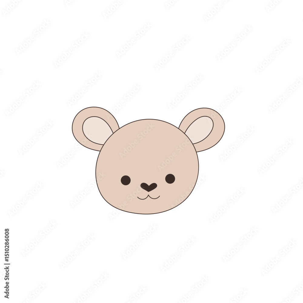 Fototapeta premium Simple Childish Doodle Teddy Bear Character Icon. Cartoon Small Funny Animal Toy Pet Art. 