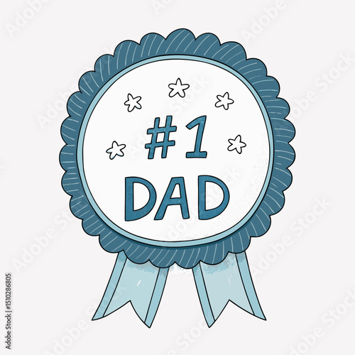 Father's Day #1 Dad Award: A charming illustration captures the essence of paternal appreciation, highlighting a blue ribbon award with the affectionate message " #1 DAD".