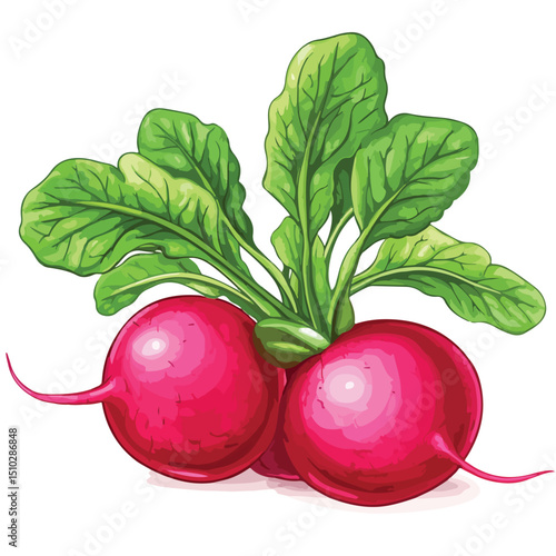 Fresh Radish Vegetable Illustration Isolated on White Background for Design Projects