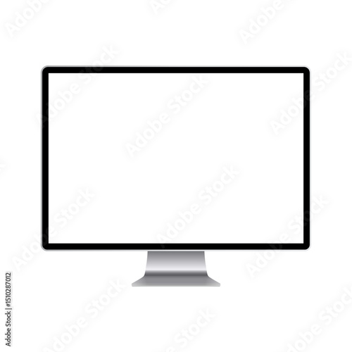 Computer monitor display with empty screen isolated on transparent background.