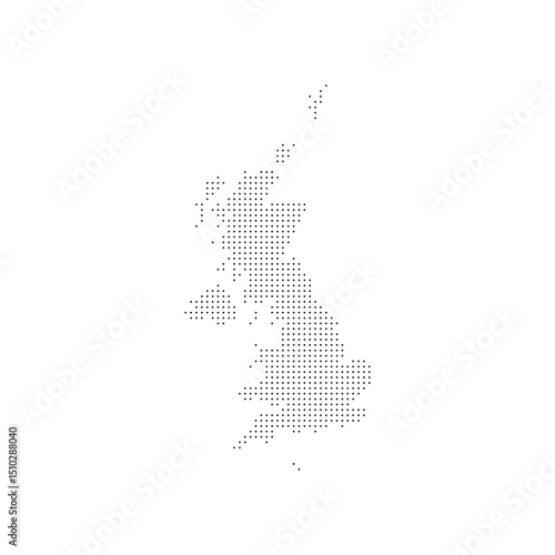 United kingdom dot map. UK england halftone map. This minimalist style is ideal for infographics, data presentations, geographic visuals, educational assets, and modern or tech-themed designs