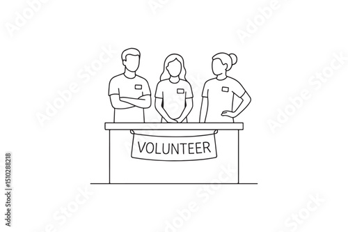 Volunteers at event continuous one line drawing minimalism design