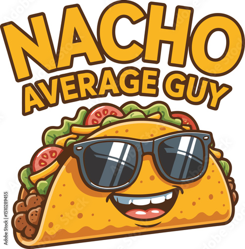 Nacho average guy cartoon vector illustration for t shirt design food lover graphic tee apparel