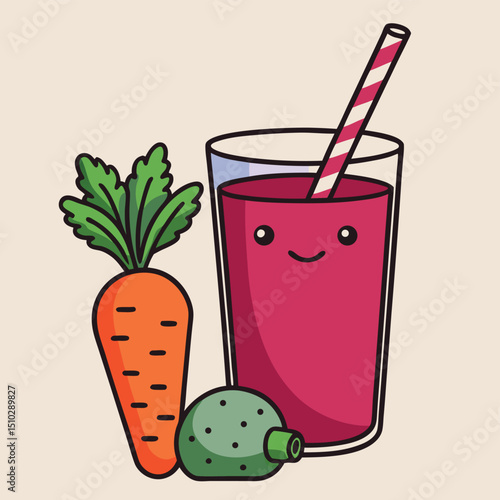 A healthy vegetable juice, vibrant and refreshing, made from beet, carrot, and ginger, promoting wellness.