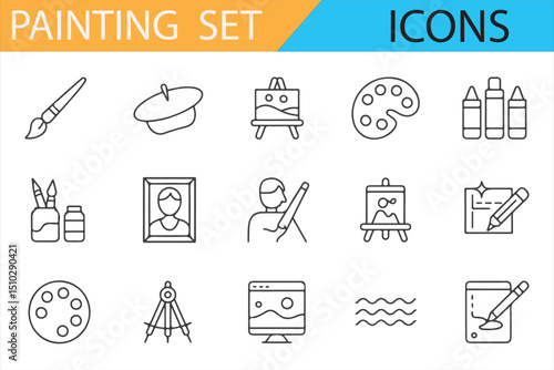 Art Equipment Icons for Digital Art and Creative Industry Designs