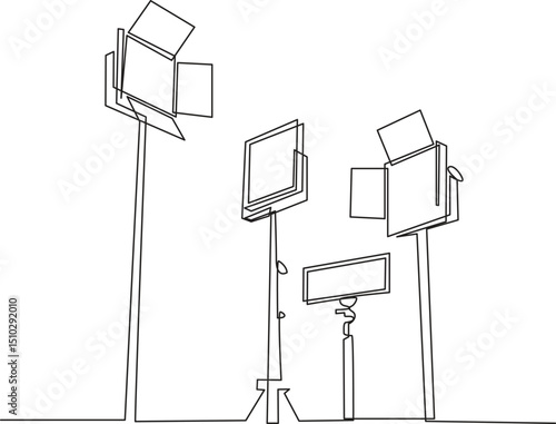 Continuous Line Drawing of Studio Lights – Minimal Vector Illustration of Film or Photography.
