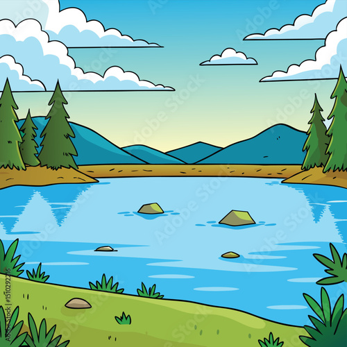 A peaceful, still lake surface, reflecting tranquility, nature's calm, and serene beauty.