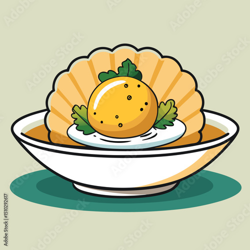 Perfectly seared scallop on puree with microgreens