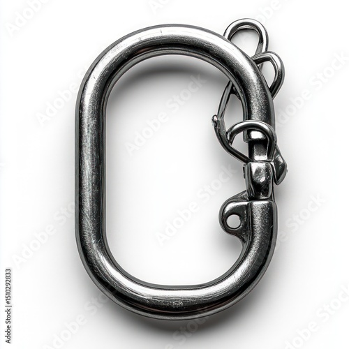 Oval metal key ring with a clip