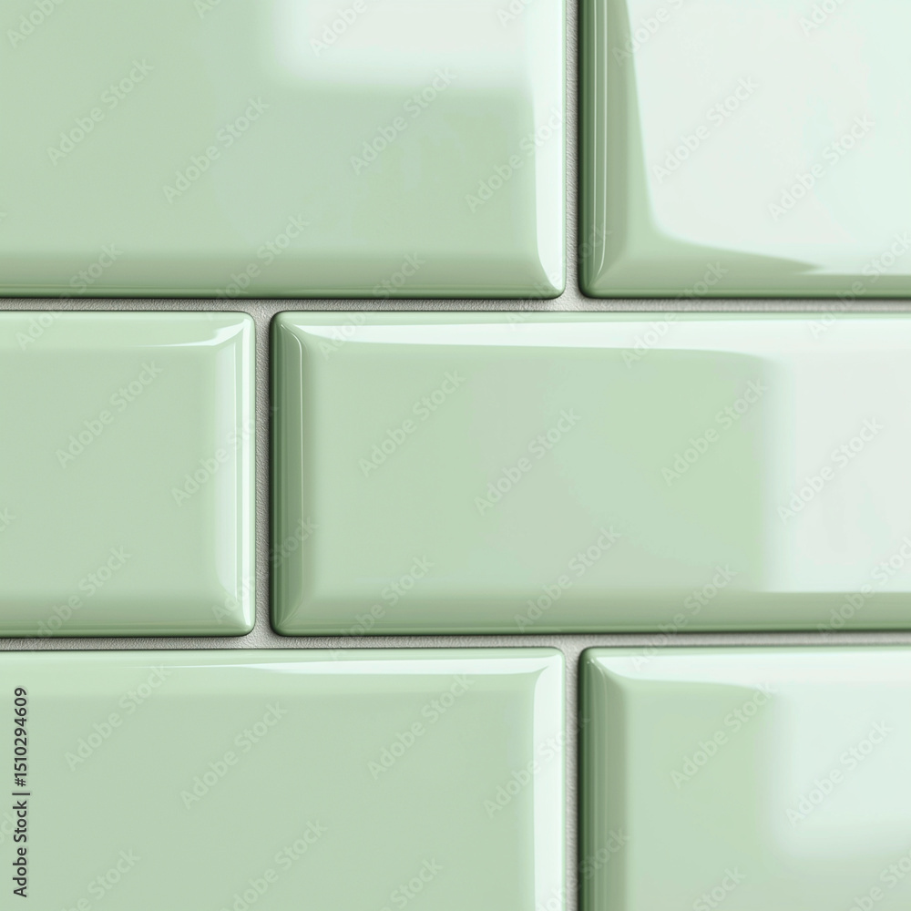 Pale Sage Green Matte Subway Tile with Beveled Edges and Ceramic Texture
