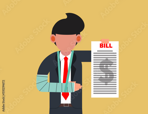 Healthcare and medicine expenses. Businessman showing medical bills