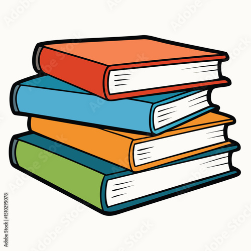 Set of three stacked books with colorful covers