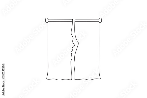 Veil torn in the temple continuous one line drawing minimalism design