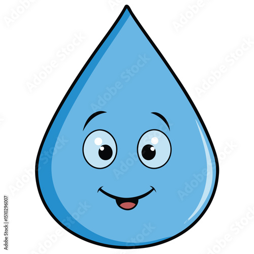 A single, perfectly formed falling raindrop, symbolizing freshness, purity, nature, and refreshment.