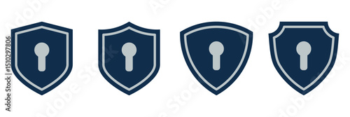 Colored Shield Icon with Keyhole Symbol. Digital Protection Emblem for Cyber Security, Privacy Lock, Login Safety, and Data Access Interface