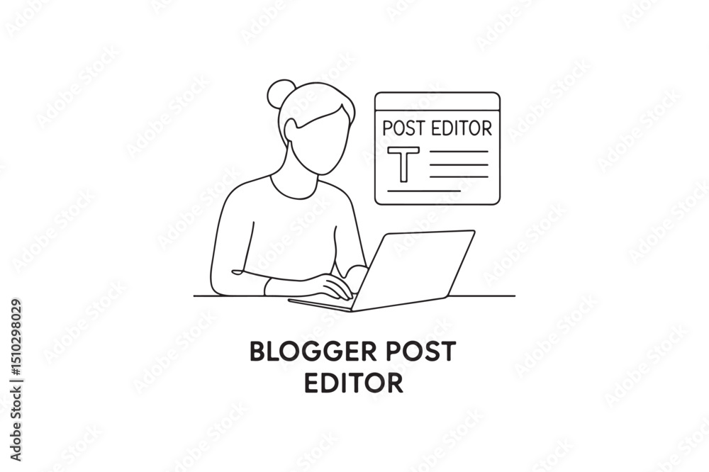 Blogger Post Editor icon continuous one line drawing minimalism design Blogger Post Editor icon continuous one line drawing minimalism design
