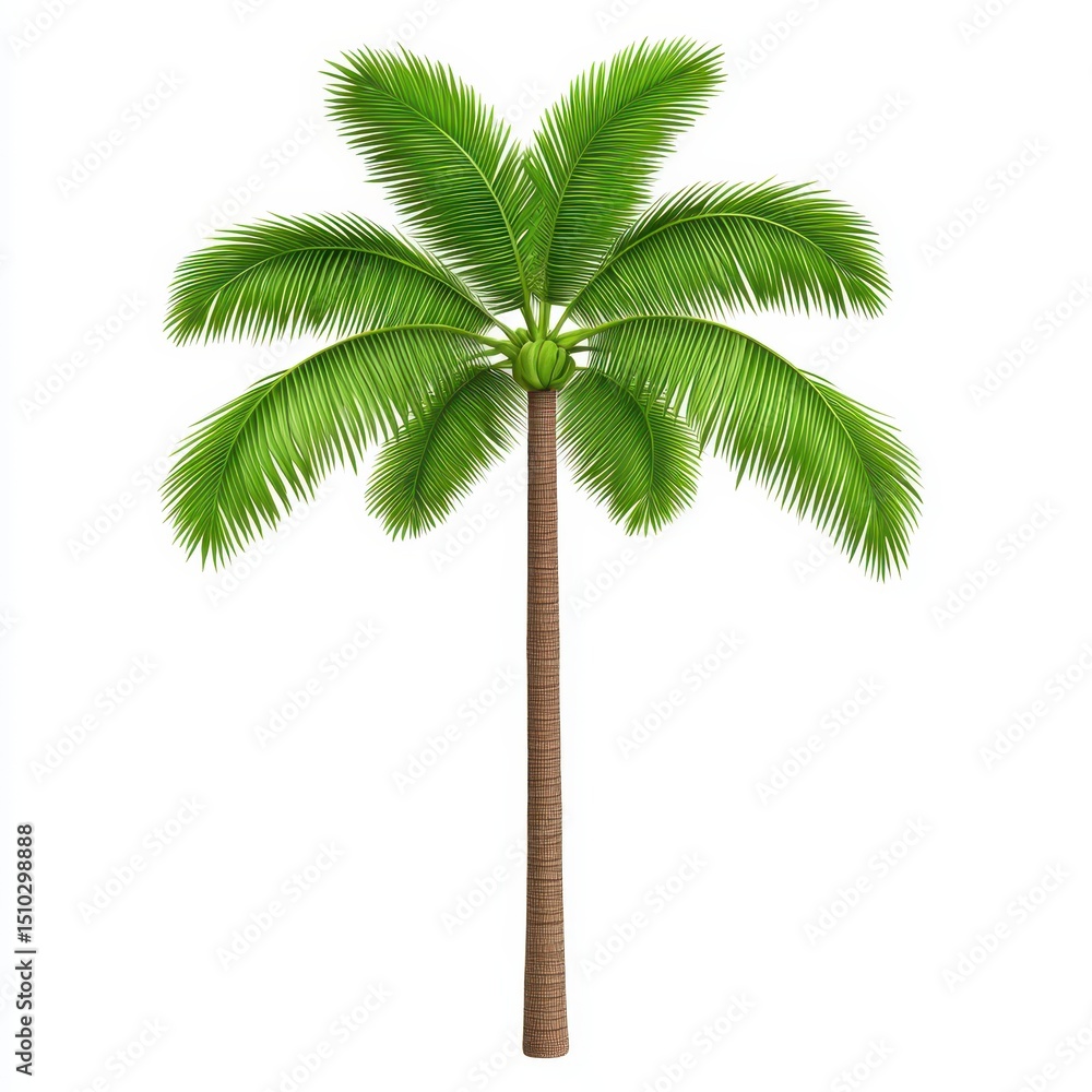 Obraz premium Lush Green Palm Tree on White Background