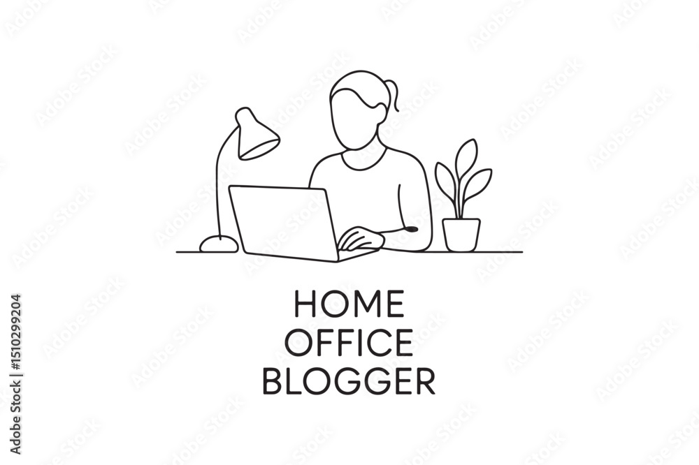 Home Office Blogger icon continuous one line drawing minimalism design Home Office Blogger icon continuous one line drawing minimalism design