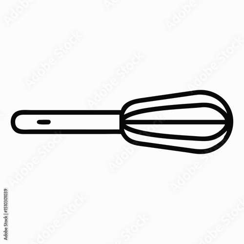 stainless steel whisk isolated Silhouette with white background