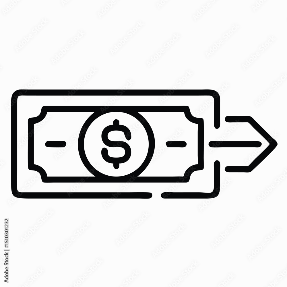 money icon vector illustration Silhouette with white background money icon vector illustration Silhouette with white background