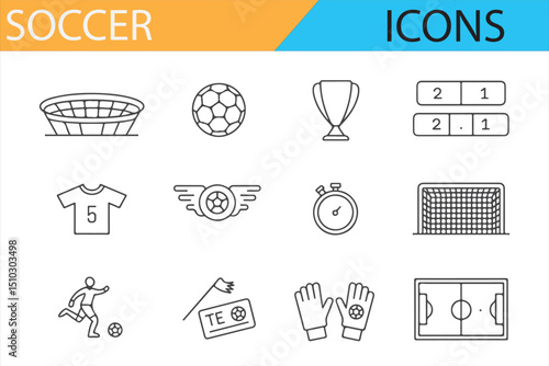 Soccer Game Symbols and Sports Icons for App and Website Design