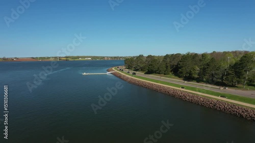Wallpaper Mural Aerial View of a Coastal City and Harbor in Prince Edward Island, Canada. High quality photo Torontodigital.ca