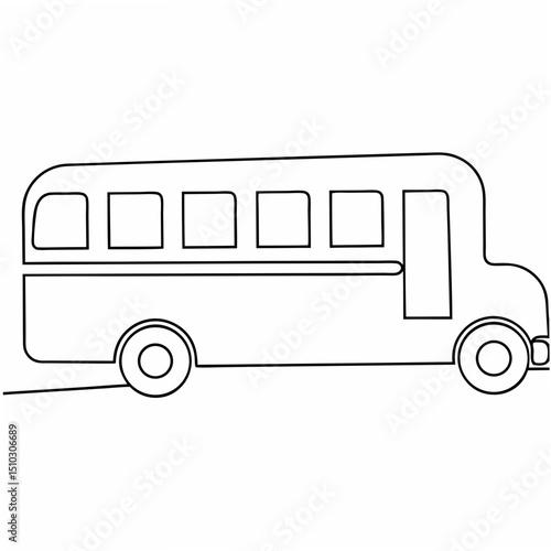 Outlined illustration of a school bus against a transparent background ready for design use