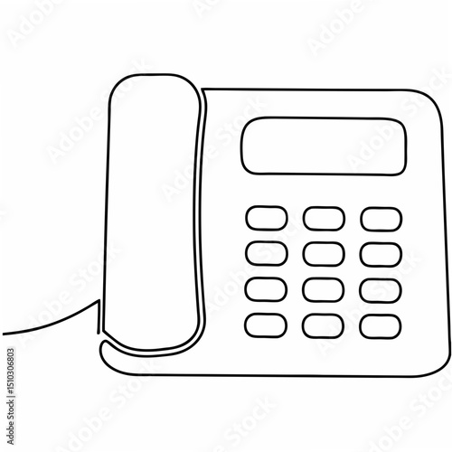 Simple line art illustration of a landline telephone suitable for communication and business concepts
