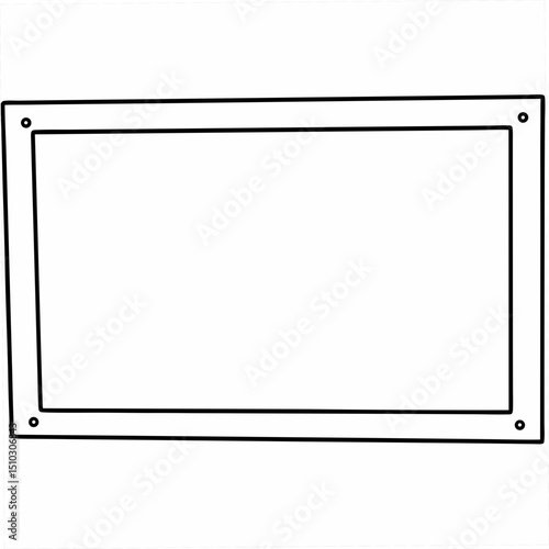 Simple outline artwork of a rectangular frame with rounded corners and transparent center on a white background