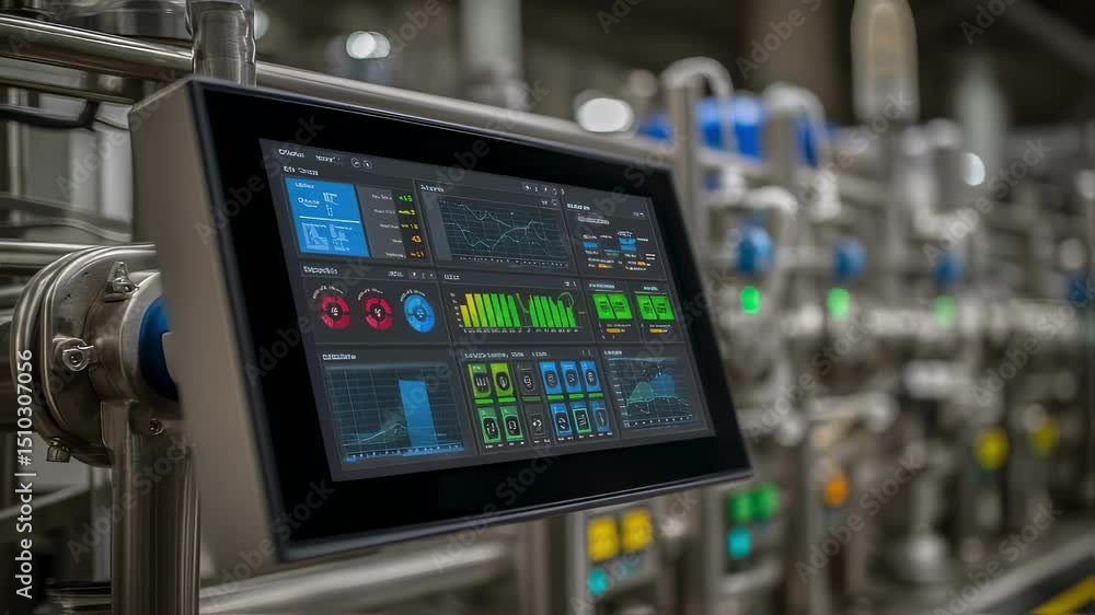 Advanced desalination system control interface displaying real time data analysis of graphene membranes, ensuring efficient water purification in an industrial setting Advanced desalination system control interface displaying real time data analysis of graphene membranes, ensuring efficient water purification in an industrial setting