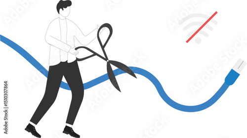 Cuts off internet connection  Illustration