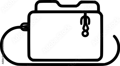 An illustration of a cowboy hat comprised of a square crown and brim A noose hangs from the crown