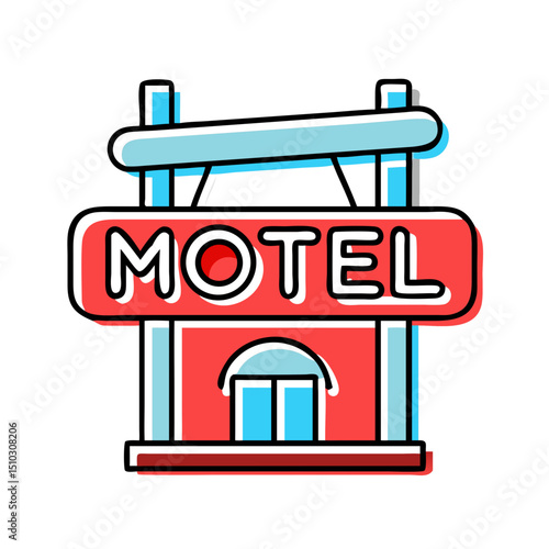 Motel icon for travel, lodging or vacation.