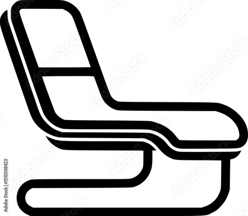 Black line art shows a chair with arm rests and a solid square back on a white background