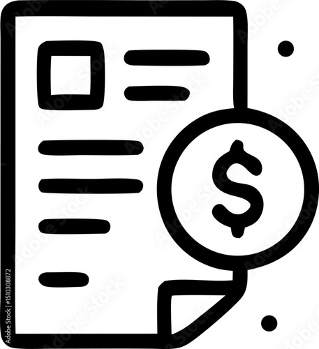 Banking invoice icon document with dollar sign suitable for financial presentations and business concepts. Money transaction representation in a professional manner.