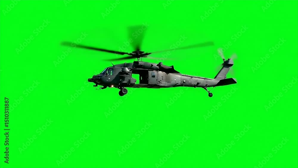 Combat aviation helicopter model for VFX on green screen Combat aviation helicopter model for VFX on green screen