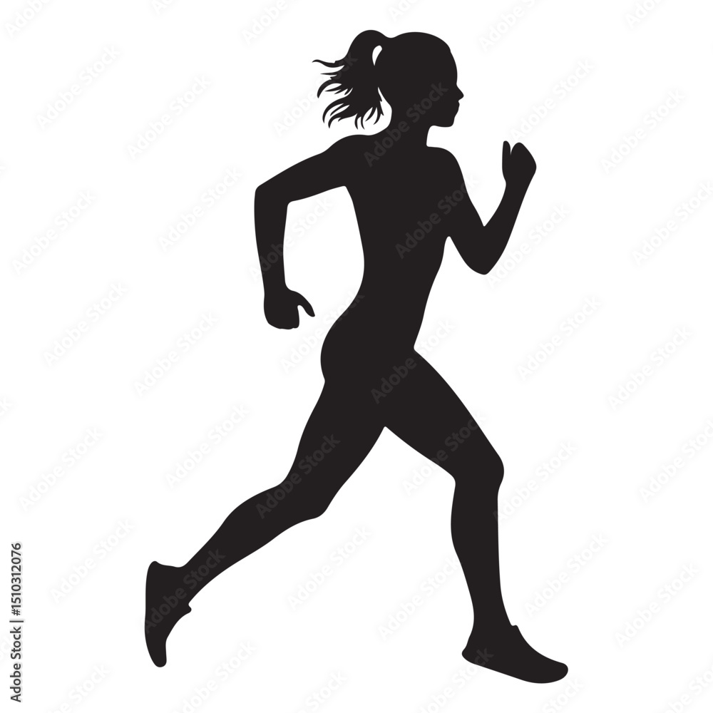 Modern Black and White Female Runner Silhouette Illustration for Workout Graphics and Sporty Visual Content – Clean Mini. Modern Black and White Female Runner Silhouette Illustration for Workout Graphics and Sporty Visual Content – Clean Mini.