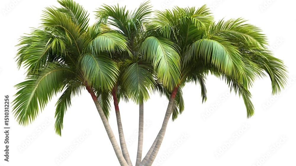Obraz premium Lush Tropical Palm Trees Group Isolated on White