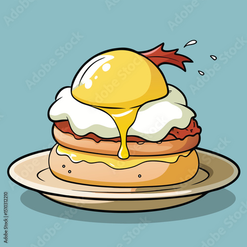 Classic eggs benedict with rich hollandaise sauce flowing over perfectly poached eggs and ham.