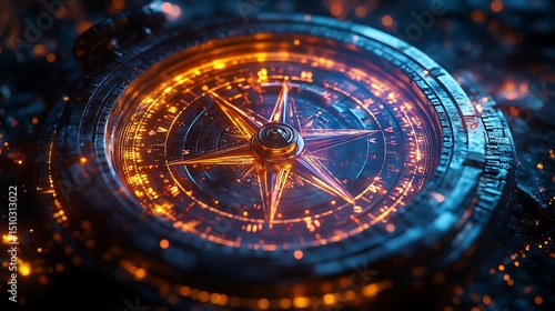 Wallpaper Mural Detailed illustration of a glowing vintage compass to find the direction and navigation Torontodigital.ca